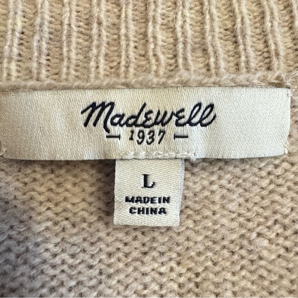 Madewell Marino Wool Fair Isle Sweater Size L Beige Knit Crewneck Pullover - Picture 11 of 13